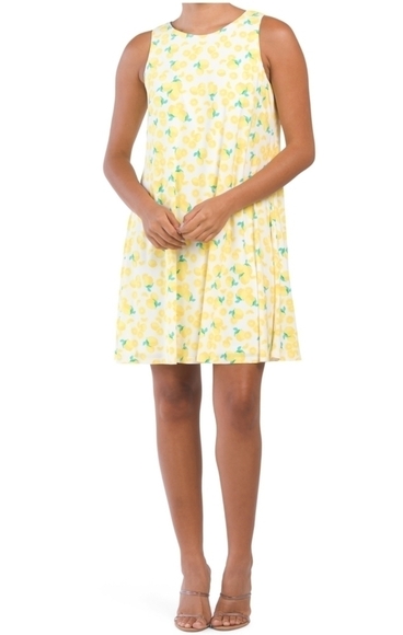 𝅺pappagallo Gwen Fully lined Lemon Print Dress - Picture 6 of 15